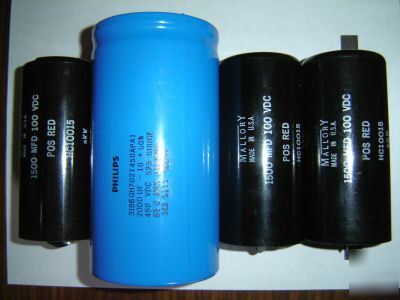 Lot of 4 electrolytic capacitors (1) 2000UF (3)1500UF