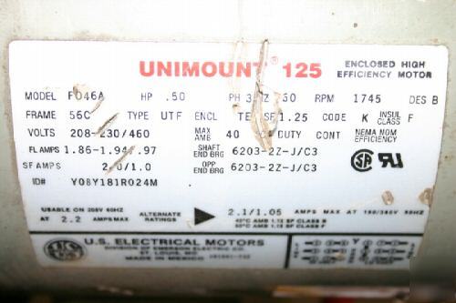 Unimount 125 enclosed high efficency motor hp .50