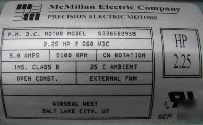 2.25 hp 260V dc motor, variable speed, bi directional