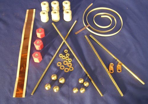 (8) brass ball electrodes, brass rods, insulators tesla