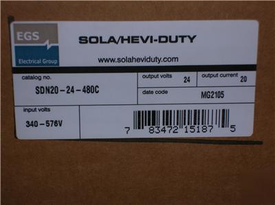 Sola SDN20-24-480C SDN2024480C 20 amp power supply 