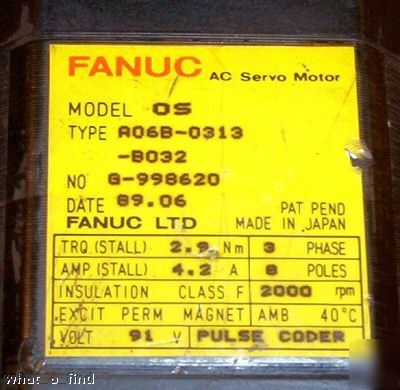 Fanuc ac servo motor A06B-0313-B032 A06B0313B032 