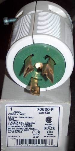Leviton locking plug 630 70630-p 63070630P - green