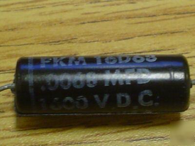 3 cde 1600V 0.0068UF hi volt axial capacitors black cat