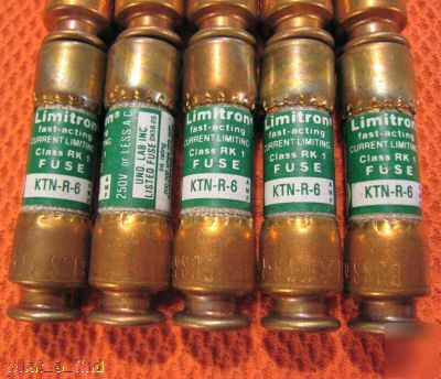 New 10 lot buss limitron ktn-r-6 fuse KTNR6 6 amp 250 v