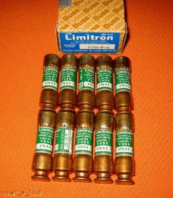 New 10 lot buss limitron ktn-r-6 fuse KTNR6 6 amp 250 v