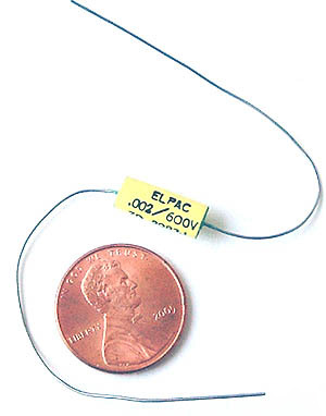 Axial film capacitors ~ .002UF 600V 5% (25)
