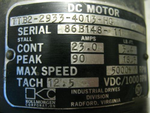 Kollmorgen servo motor TTB2-2933-4013-hg large 