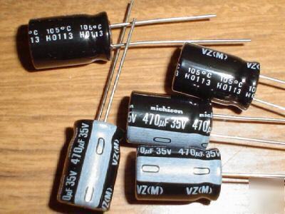 New 50 nichicon 35V 470UF hi temp radial capacitors 