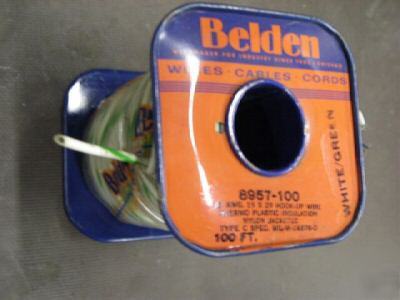 New belden 100' 16 awg 8957 hookup wire white/green