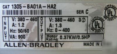 Allen bradley 1305-BA01A-HA2 c 1305BA01AHA2 ac drive
