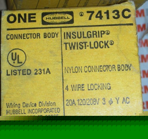 Hubbell insulgrip twist-lock plug 4 wire 3@ lot 7413C