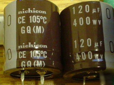 New 20 nichicon 400V 120UF mini 105C snap in capacitors 
