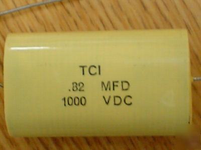 10PC 1000V .82UF tci axial mylar film hi volt capacitor