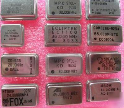 Assorted, oscillators, 4 pin metal package, 12 each