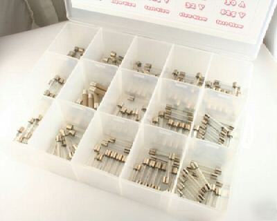 150 pcs. 15 different amp values 3AG type fuse kit. 