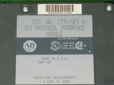 Allen bradley 1771-spi series a spi protocol interface