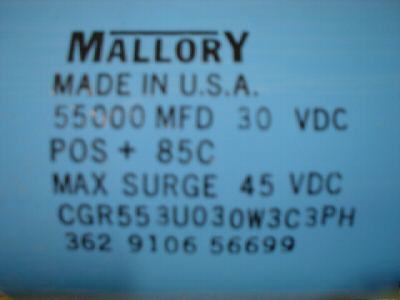 New 2PCS mallory 30V 55000UF computer grade capacitors 