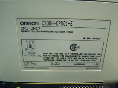 Omron programmable cpu unit C200H-CPU01-e w/ rack