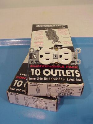 Trademaster duplex outlets 15A 125V white (20 ea)