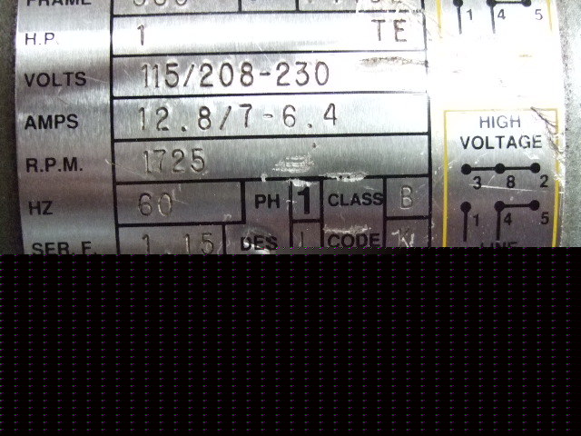 Baldor industrial motor 1 hp model VL3510 series F1192