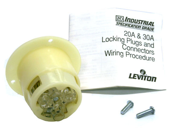 Leviton 3POLE 3WIRE outlet flanged locking 20A 125/250V