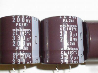 New 10 pcs nichicon 105C snap-in 200V 330UF capacitors 