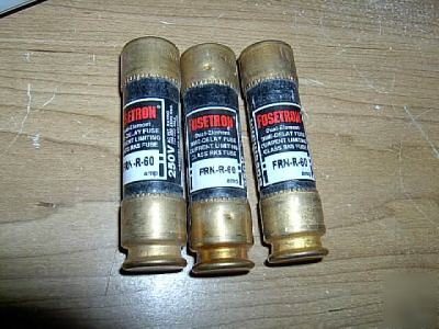 New 3 bussmann frn-r 60 amps 250V class RK5 fuses 