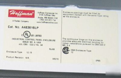 Hoffman A483616LP wall-mount enclosure type 12 