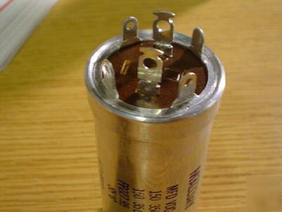 2 mallory 350V 150UF dual section twist lock capacitor