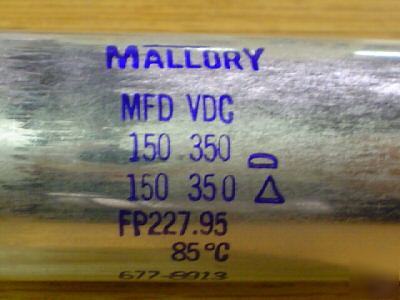 2 mallory 350V 150UF dual section twist lock capacitor