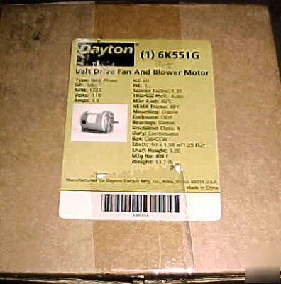 Dayton 6K551G belt drive fan and blower motor 1/6HP 