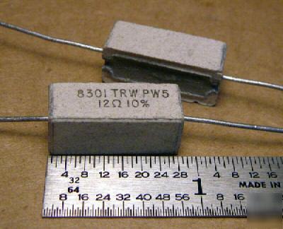12 ohm 10% @ 5W wirewound trw sand resistors (25 pcs)
