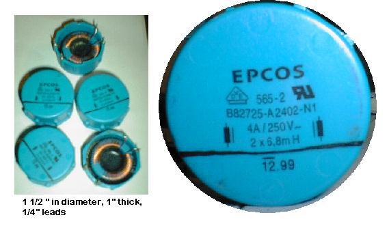 New qty. 5 epcos B82725-a. chokes for power lines.
