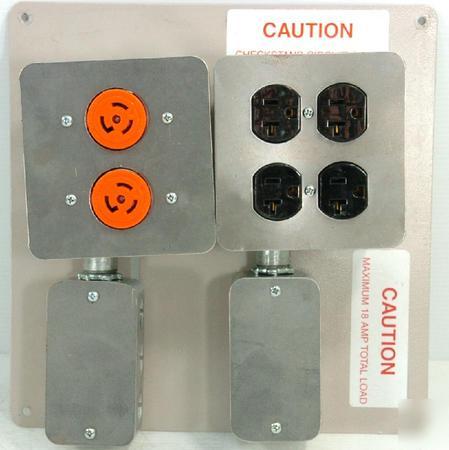 Checkstand circuit panel with outlet plugs