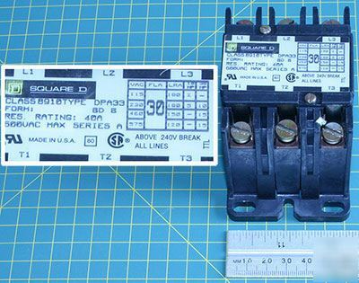 Square d DPA33 3 pole contactor 600VAC 30A continuous