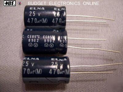 Elna 470UF 25V radial electrolytic capacitor (50-pack)