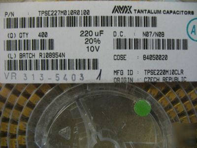 ***avx smt 220Âµf 20V tantalum caps 400 pcs***