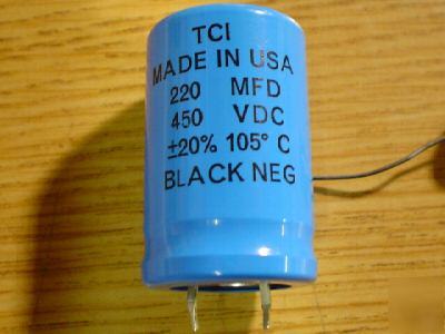 New 2PCS tci 450V 220UF snap-in capacitors 105C 