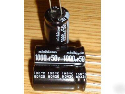 New 50 nichicon 50V 1000UF hi-temp radial capacitors 