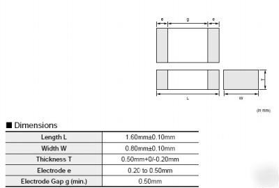 Panasonic 56PF 5% npo 0603 ceramic chip caps 4K pc reel