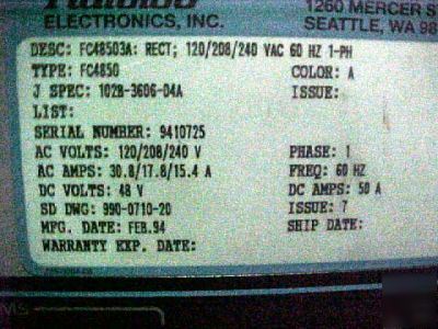 Ratelco power distribution system rectifier low v disc