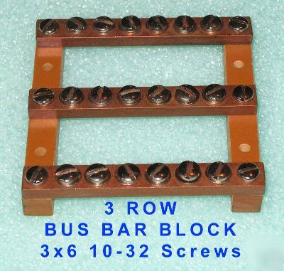 3 row x 6 screw buss bar block terminal strip copper