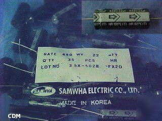 Capacitor, samwha, 22UF, 450V, electrolytic, lot/35