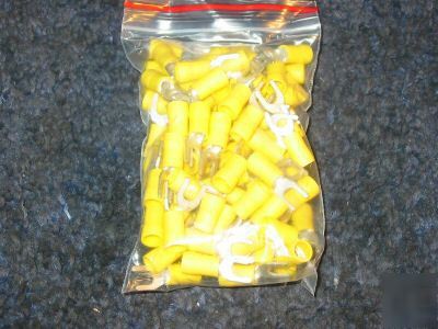 100 count yellow fork terminals 12-10 gauge #10 stud