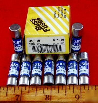 New 9 buss baf-15 fast-acting ferrule fuses 250V 15A