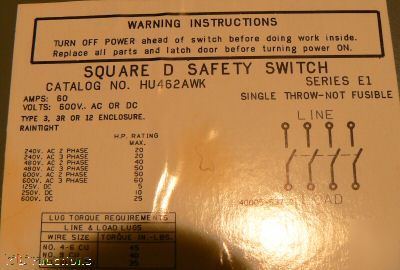 New square d 60 amp safety disconnect switch 