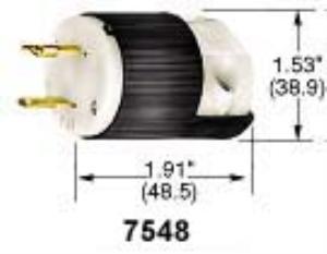 Bryant 7548 locking male plug black/white