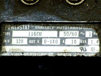 New powerstat 116CU variac autotransformer 10A 1.4KVA 