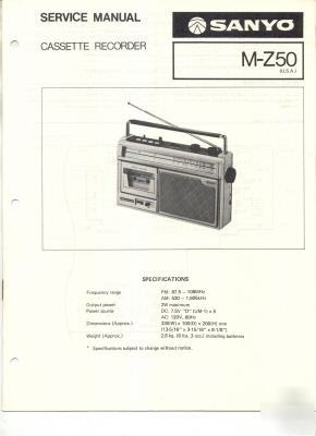 Sanyo original service manual cassette recorder MZ50